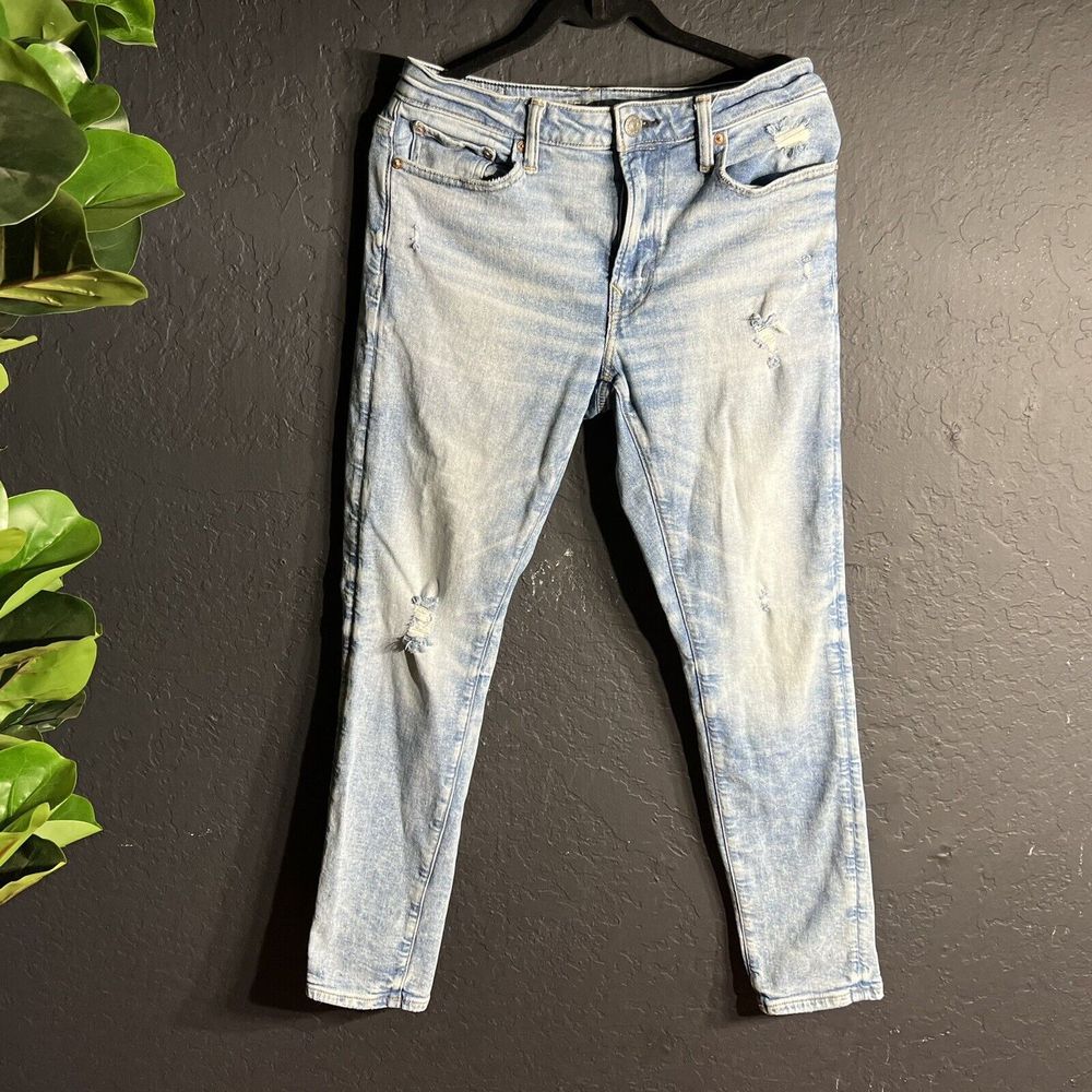 American Eagle Mens Jeans 30x30 Airflex Athletic‎ Skinny Distressed Light Wash
